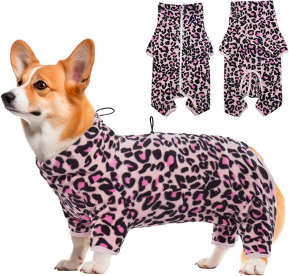 ROZKITCH Dog Fleece PJS with Sleeves, Pet Windproof Warm Cold Weather Jacket Vest with Luminous