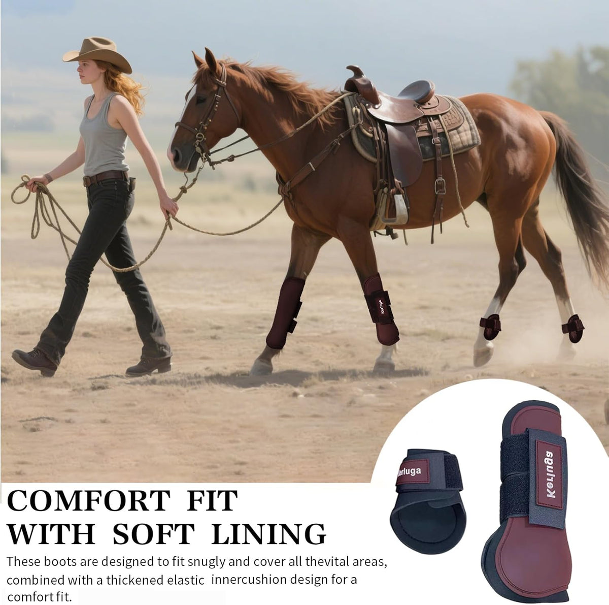 Horse Tendon Boots Set of 4 Open Front & Fetlock Boot for Horses Professional Sport Protection