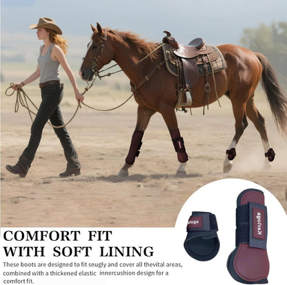 Horse Tendon Boots Set of 4 Open Front & Fetlock Boot for Horses Professional Sport Protection