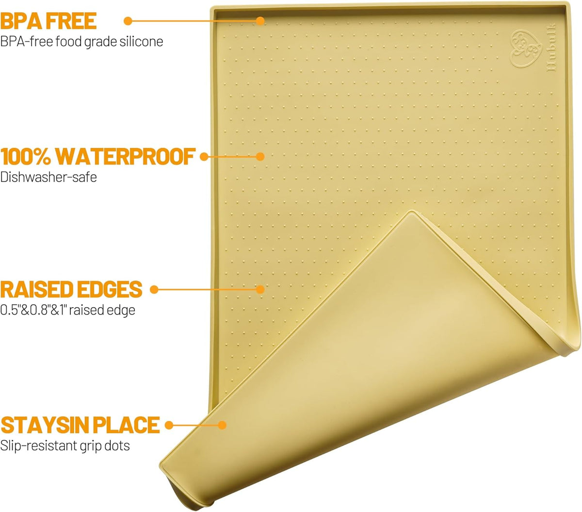 Hubulk Dog Feeding Mat,100% Waterproof Food Grade Silicone Pet Food and Water Bowl
