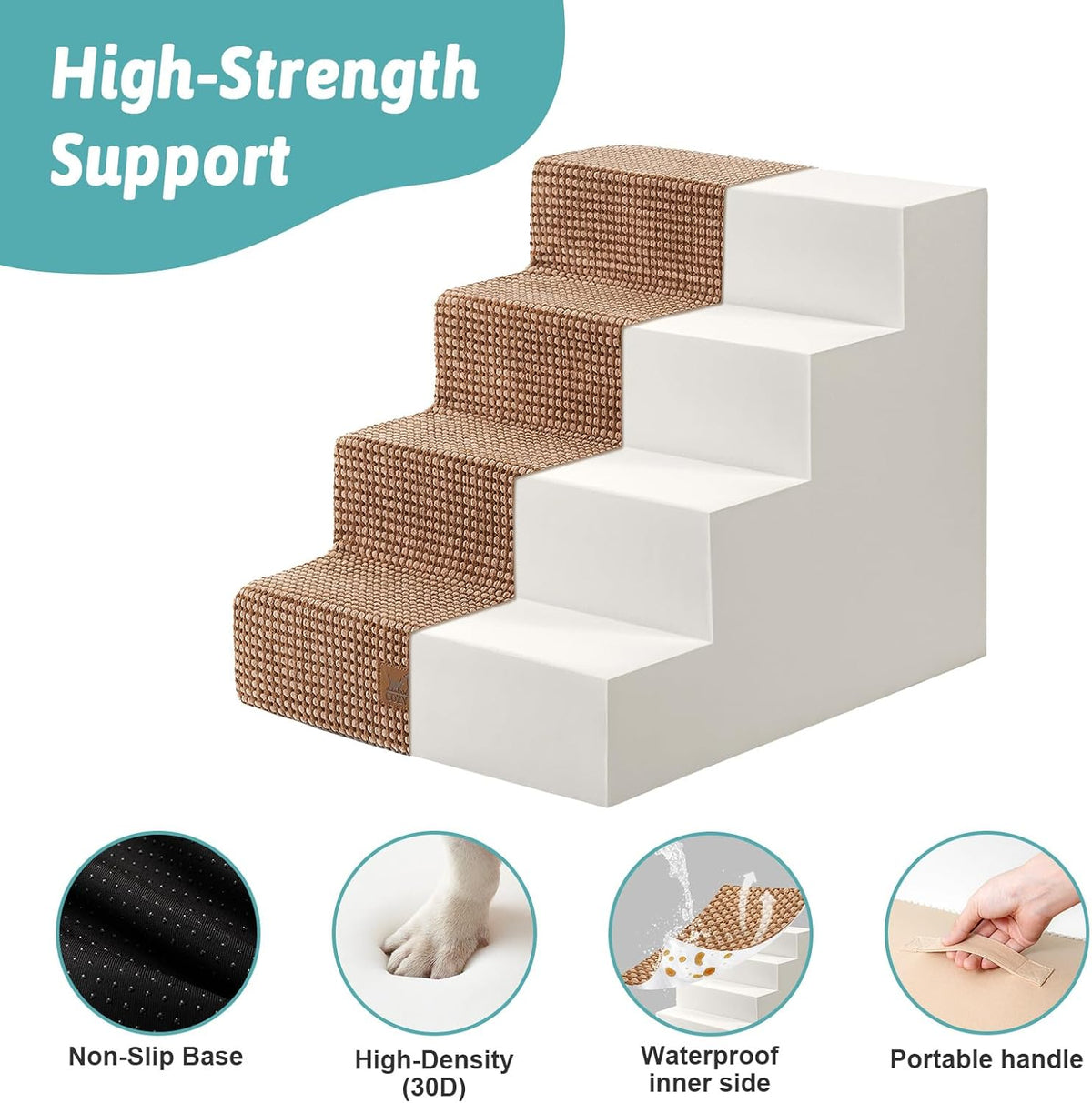 Dog Stairs for Small Dogs, 4 Tier Wider Pet Stairs for Couch and Beds, 17.7" H Non-Slip Dog Steps