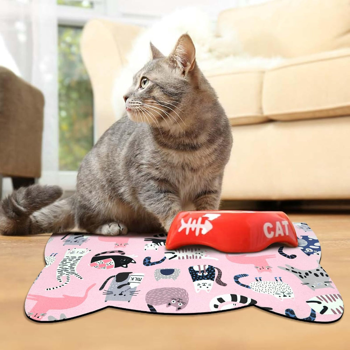Cat Food Mats for Floor, Dog Water Bowl Mats Pet Feeding Absorbent Placemats for Food and Water