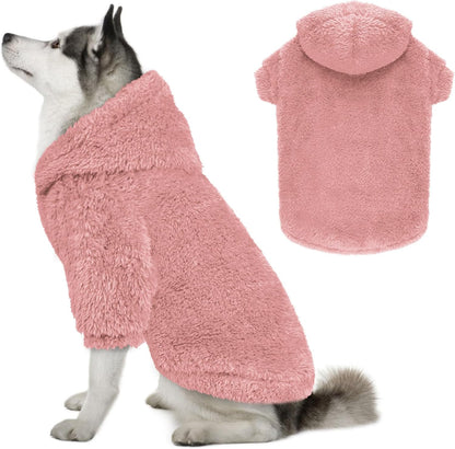 Fuzzy Dog Hoodie Dog Sweaters for Large Dogs Soft Double-Sided Plush Fleece Sweater Clothes Coats