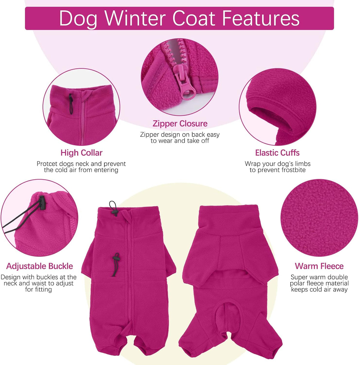 ROZKITCH Dog Jackets for Small Dogs, Pet Windproof Warm Cold Weather Jacket Vest Cozy Jumpsuit