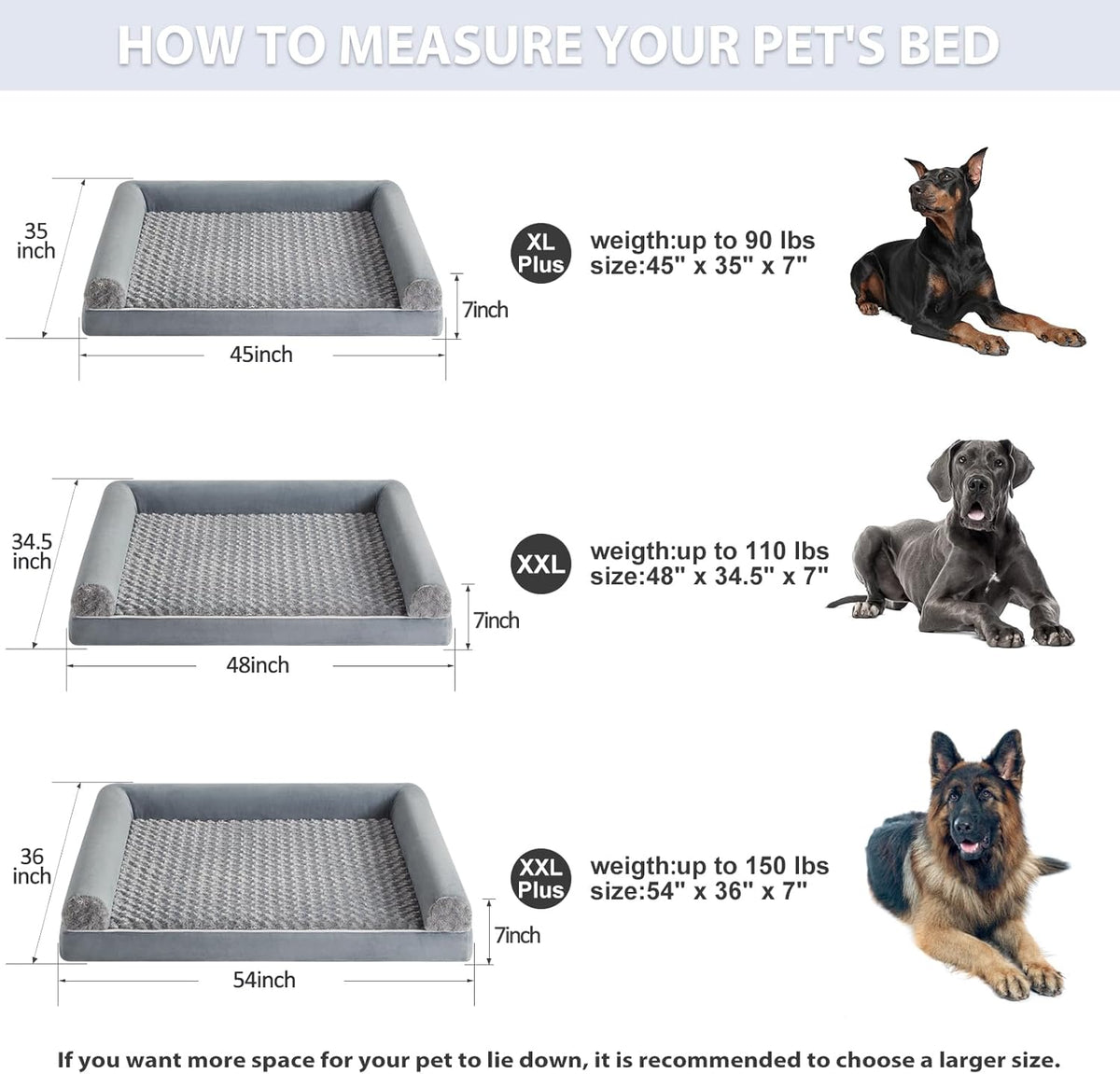 BFPETHOME Dog Beds for Large Dogs, Orthopedic Dog Bed for Medium Large Dogs,Big Waterproof Couch