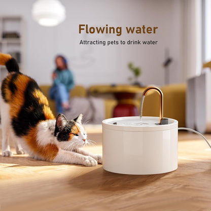 DOOOB Ceramic Cat Water Fountain, 2.1L/71oz Ceramic Cat Fountain, Automatic Ceramic Water Fountain