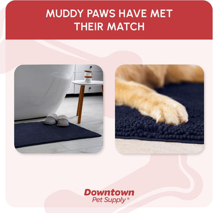My Doggy Place Microfiber Dog Mat for Muddy Paws, 36" x 26" Navy Blue - Absorbent and Quick-Drying