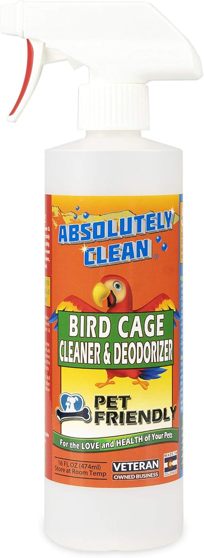 Absolutely Clean Amazing Bird Cage Cleaner and Deodorizer - Just Spray/Wipe - Safely & Easily