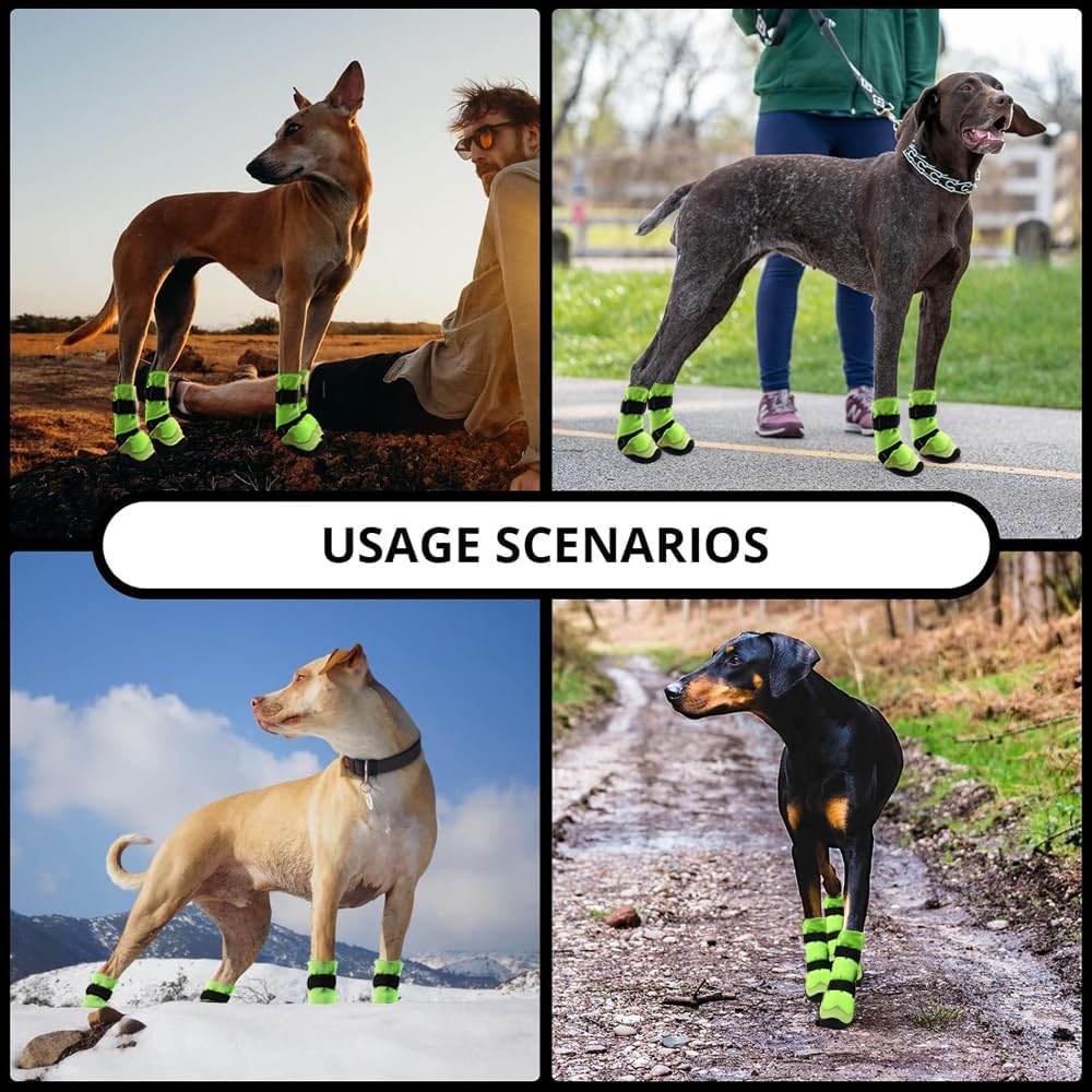 Dog Shoes for Hot Pavement Anti-Slip Dog Boots & Paw Protectors for Winter Snowy Day Summer Dog
