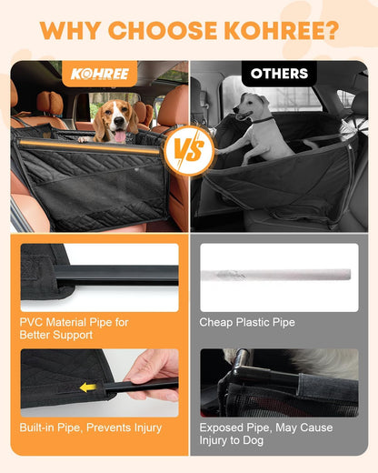 Kohree Dog Car Seat Cover for Small Dogs, Hard Bottom Dog Car Seat Cover for Back Seat with