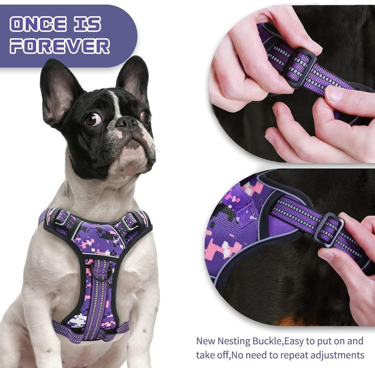 No Pull Dog Harness for Large Dogs, Adjustable No Choke Pet Vest with Dog Leash Fit Smart