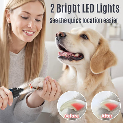 Casfuy New 6-Speed Dog Nail Grinder - 50% More Power Dog Nail Trimmers with 2 LED Lights Quiet 7h