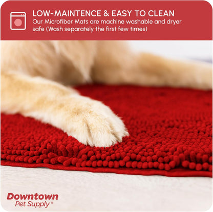My Doggy Place Microfiber Dog Mat for Muddy Paws, 60" x 36" Red - Non-Slip, Absorbent and