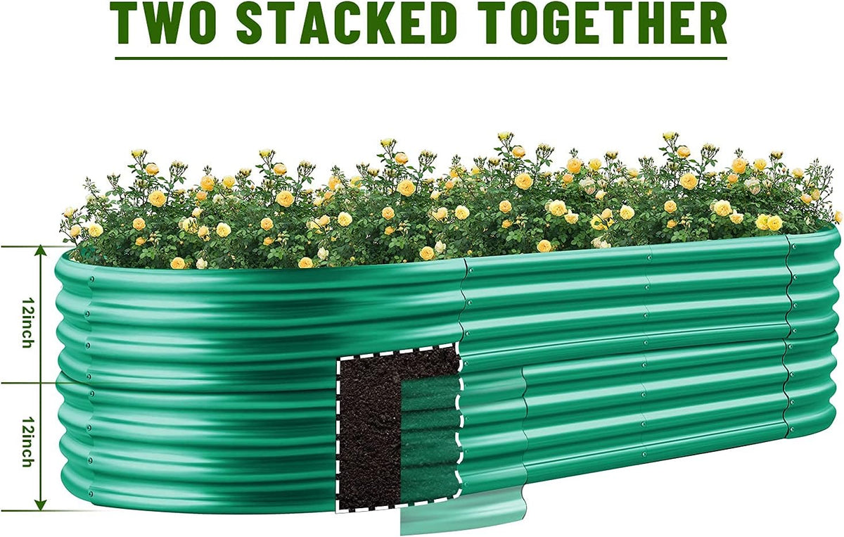 Land Guard 8×4×1 ft Green Raised Garden Bed, Garden Raised Bed, Above Ground Flower Bed for