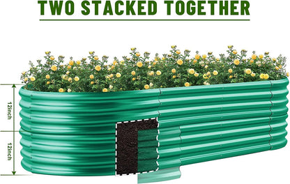 Land Guard 8×4×1 ft Green Raised Garden Bed, Garden Raised Bed, Above Ground Flower Bed for