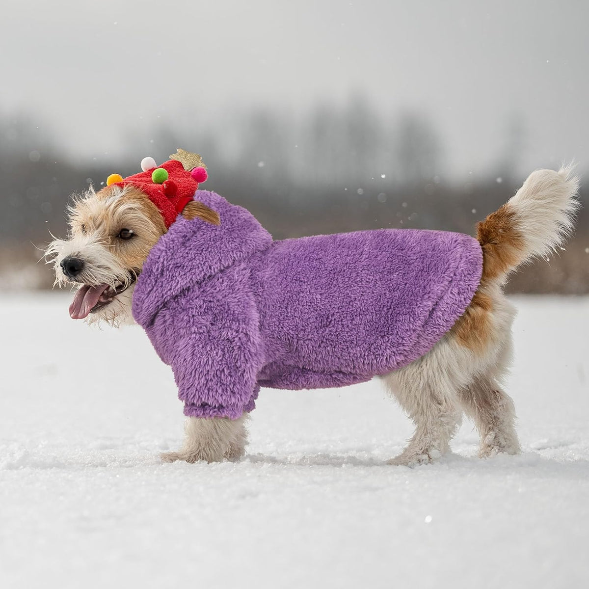 Fuzzy Dog Hoodie Dog Sweaters for Small Dogs Soft Double-Sided Plush Fleece Pet Sweater Pet Clothes