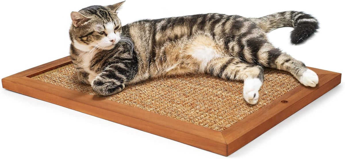 Cat Scratching Post - BXL, Natural Wooden Sisal Cat Wall Scratcher, Floor or Wall Mounted Vertical