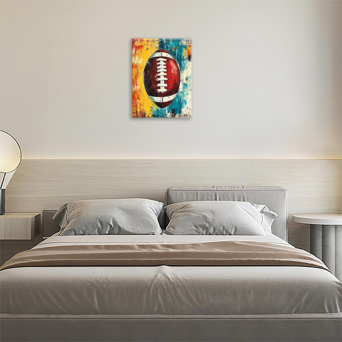 Graffiti Football Bathroom Pictures Wall Art, Rugby Sport Bathroom Wall Decor, Colorful Football