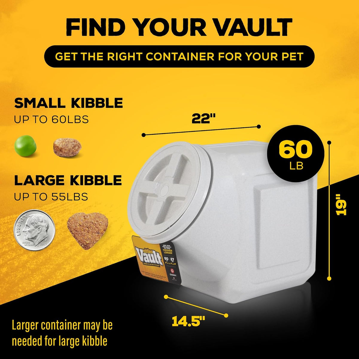 Gamma2 Vittles Vault Stackable Dog Food Storage Container with Sealing Lid, Up to 60 lbs Dry Pet