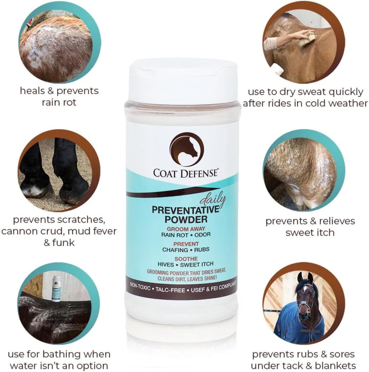 COAT DEFENSE Daily Preventative Powder for Horses - Safe & Effective Equine Skin Conditioner Sweet