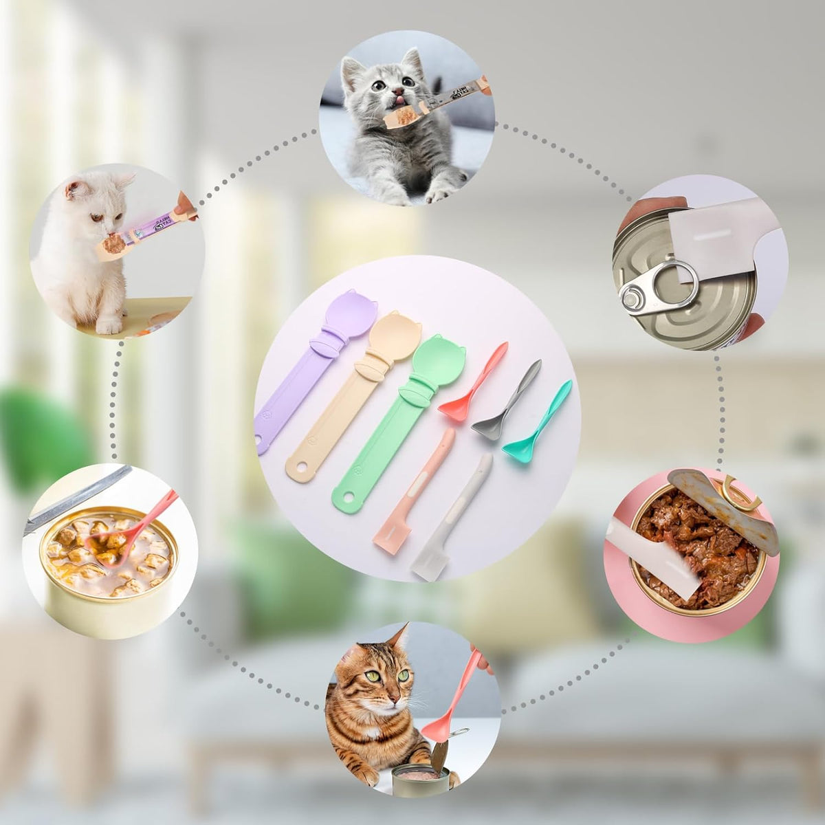 Cat Treat Dispenser Cat Treat Spoon Squeeze 8PCS Lickable Cat Holder with Cat Strip Feeder Spoon