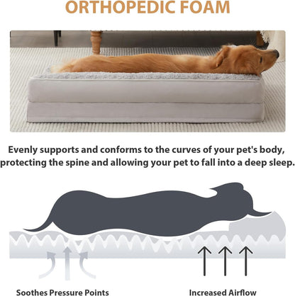 BFPETHOME Orthopedic Dog Beds for Large Dogs-Waterproof Sofa Dog Bed with Removable Washable Cover