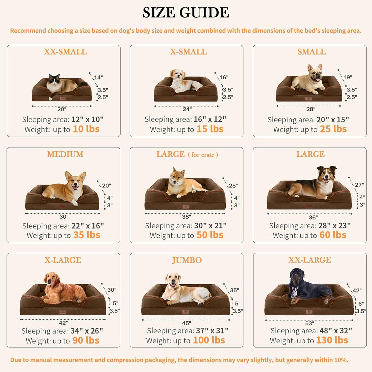 Comfort Expression Small Dog Beds Waterproof Orthopedic Foam Dog Sofa Beds for Medium Dogs Comfy
