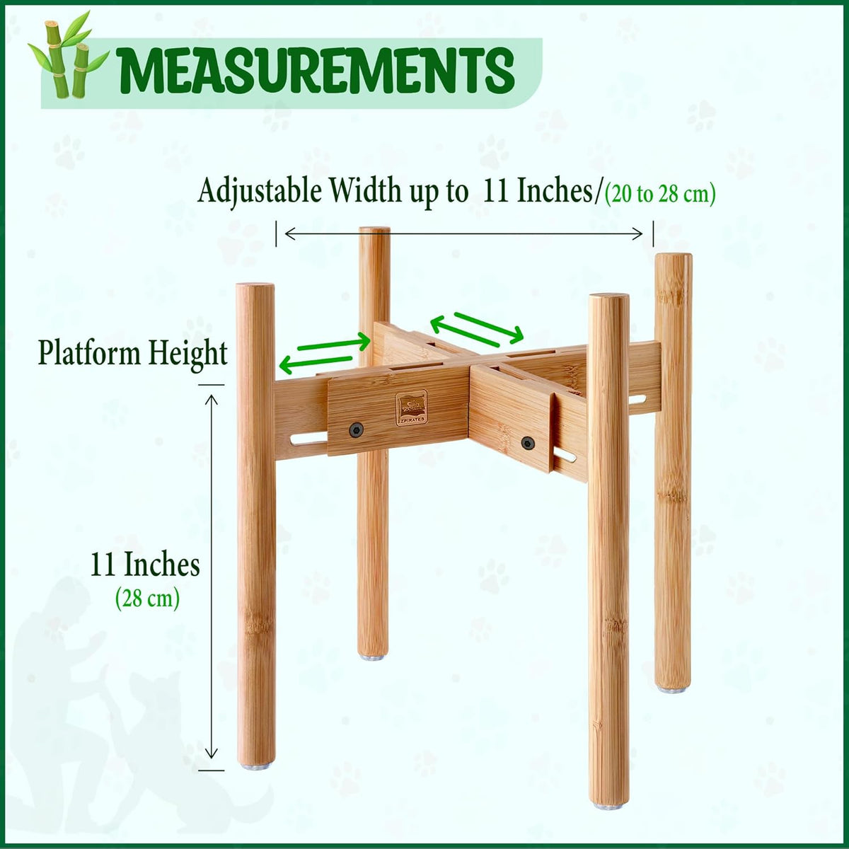 Dog Bowl Stand for Large Breed - 14-inch High, Adjustable Sideways to Fit Various Sizes of Pet