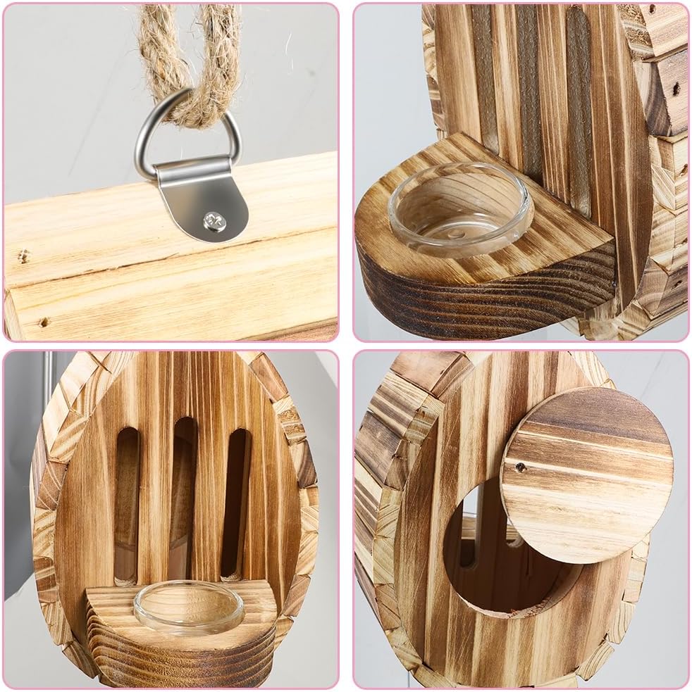 Picowe Wooden Butterfly House - Natural Habitat Nesting Box With Feeder for Butterflies, Bees