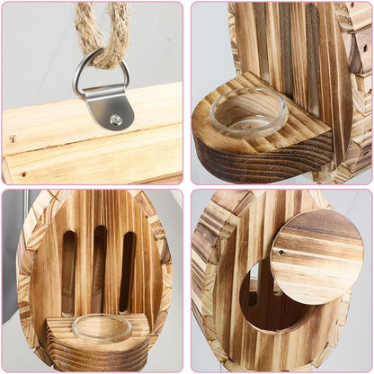 Picowe Wooden Butterfly House - Natural Habitat Nesting Box With Feeder for Butterflies, Bees