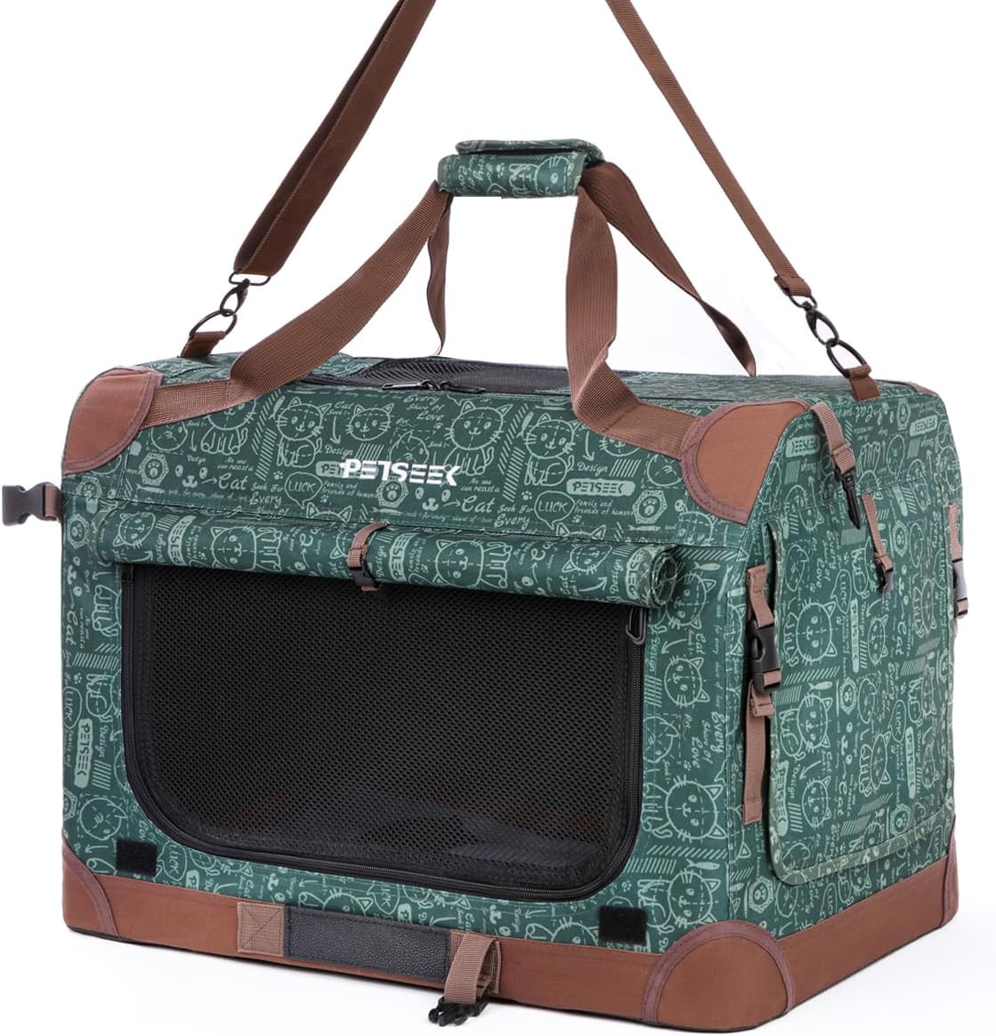 Extra Large Cat Carrier Soft Sided, Portable Small Dog Carrier for 2 Cats, 24"x16.5"x16" Car Travel