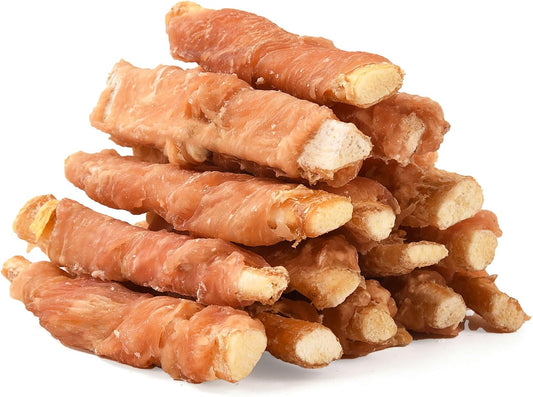 ASMPET Dog Treats Chews, Chicken Wrapped Beef Cartilage, Rawhide Free & Grain Free Dog Snacks 10.6
