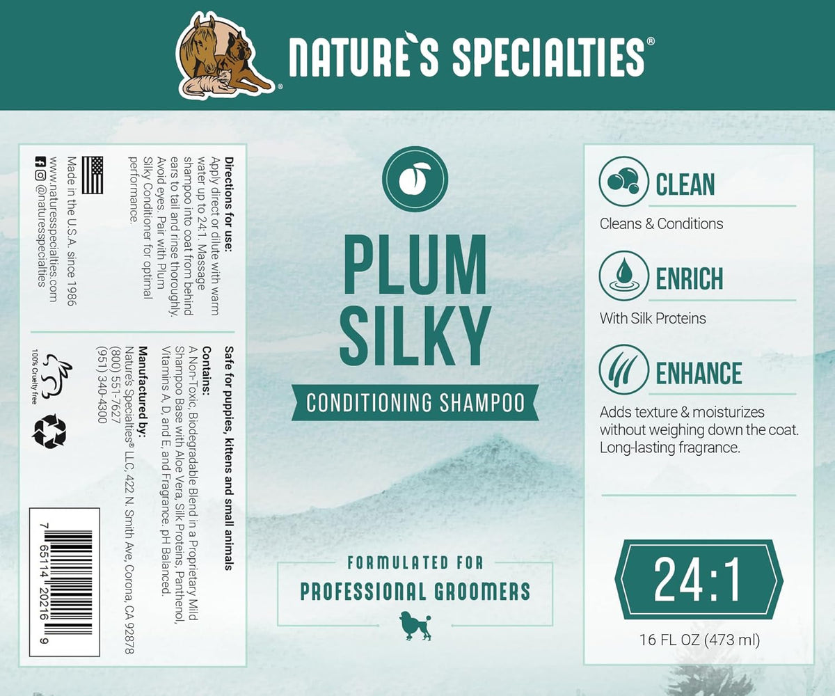 Nature's Specialties Plum Silky Ultra Concentrated Dog Shampoo Conditioner, Makes up to 3 Gallons