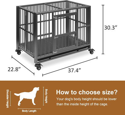 Polar Aurora Heavy Duty Dog Crate, Foldable Indestructible Dog Kennel, Escape Proof Extra Large Dog