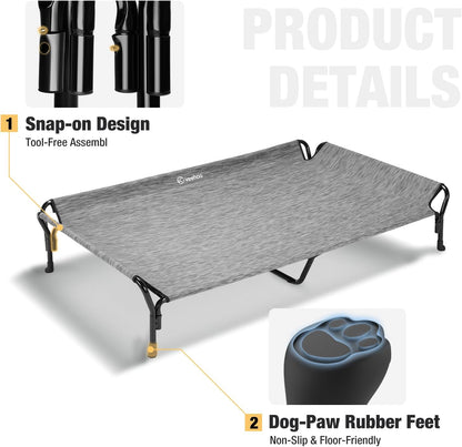 Veehoo Cooling Elevated Dog Bed, Guardrail Raised Pet Cot, Indoor & Outdoor XXL Pet Bed with
