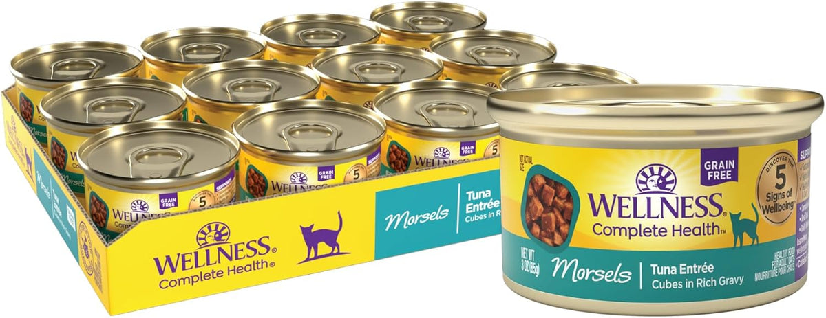 Wellness Complete Health Cubed Adult Wet Cat Food, Natural, Protein-Rich, Grain Free, 3 Ounce, 24