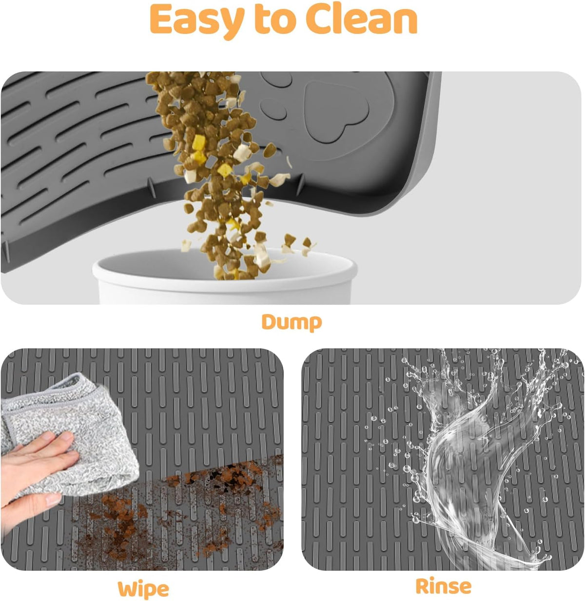 Cat Food Mat, 40" x 28" Extra Large Silicone Pet Feeding Mat with Raised Edge Pet Placemat for Food