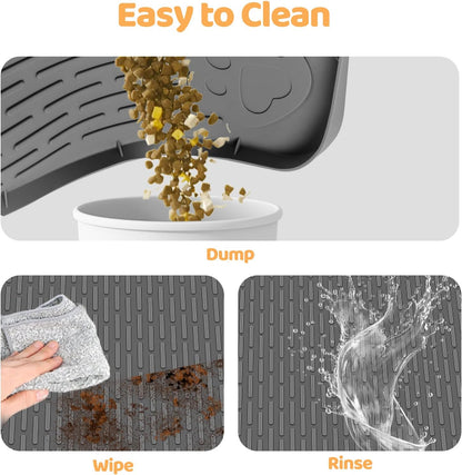 Cat Food Mat, 40" x 28" Extra Large Silicone Pet Feeding Mat with Raised Edge Pet Placemat for Food