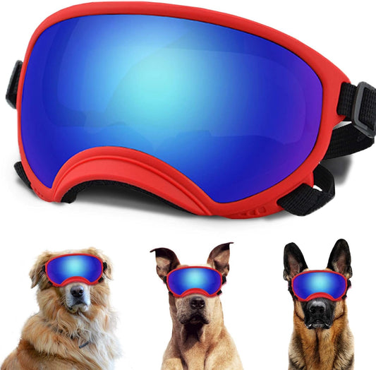 Large Dog Sunglasses with Adjustable Strap UV Protection, Winproof Puppy Sunglasses, Suitable for