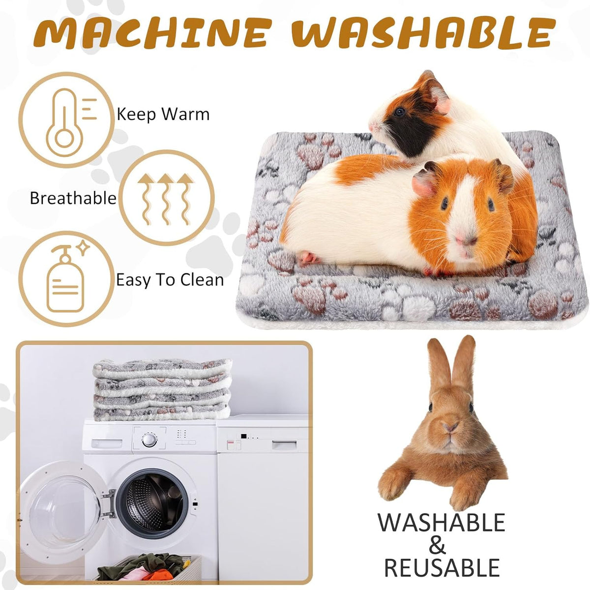 4 Pack Ultra Soft Dog Cat Bed Mat with Cute Prints Reversible Fleece Dog Crate Kennel Pad Cozy
