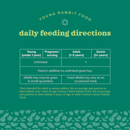 Oxbow Essentials Rabbit Food, Young Rabbit, Made with Oxbow Alfalfa Hay, Pet Food Pellets with