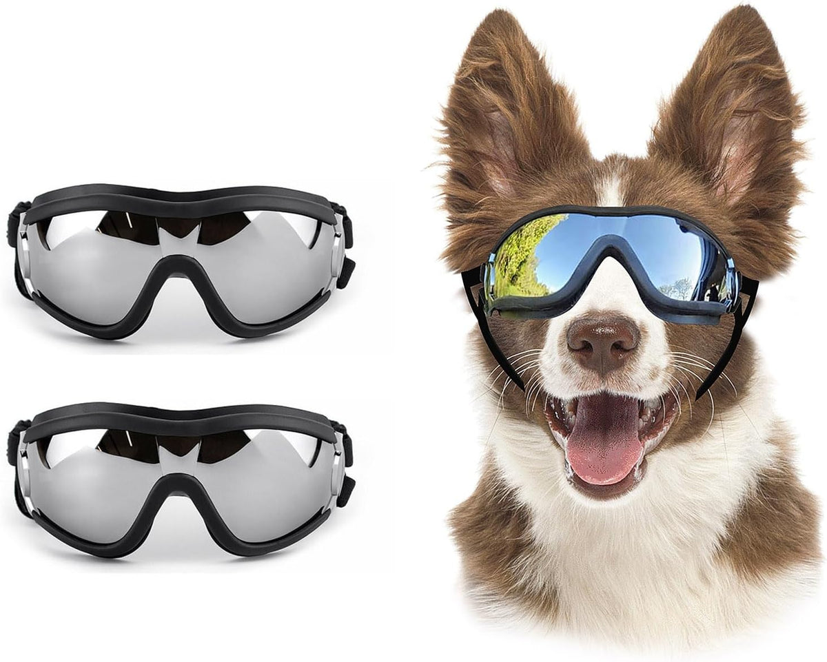 Pack of 2 Dog Goggles Dog Sunglasses for Medium to Large Breed Anti-UV Eye Protection with