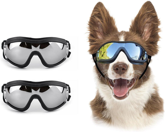 Pack of 2 Dog Goggles Dog Sunglasses for Medium to Large Breed Anti-UV Eye Protection with