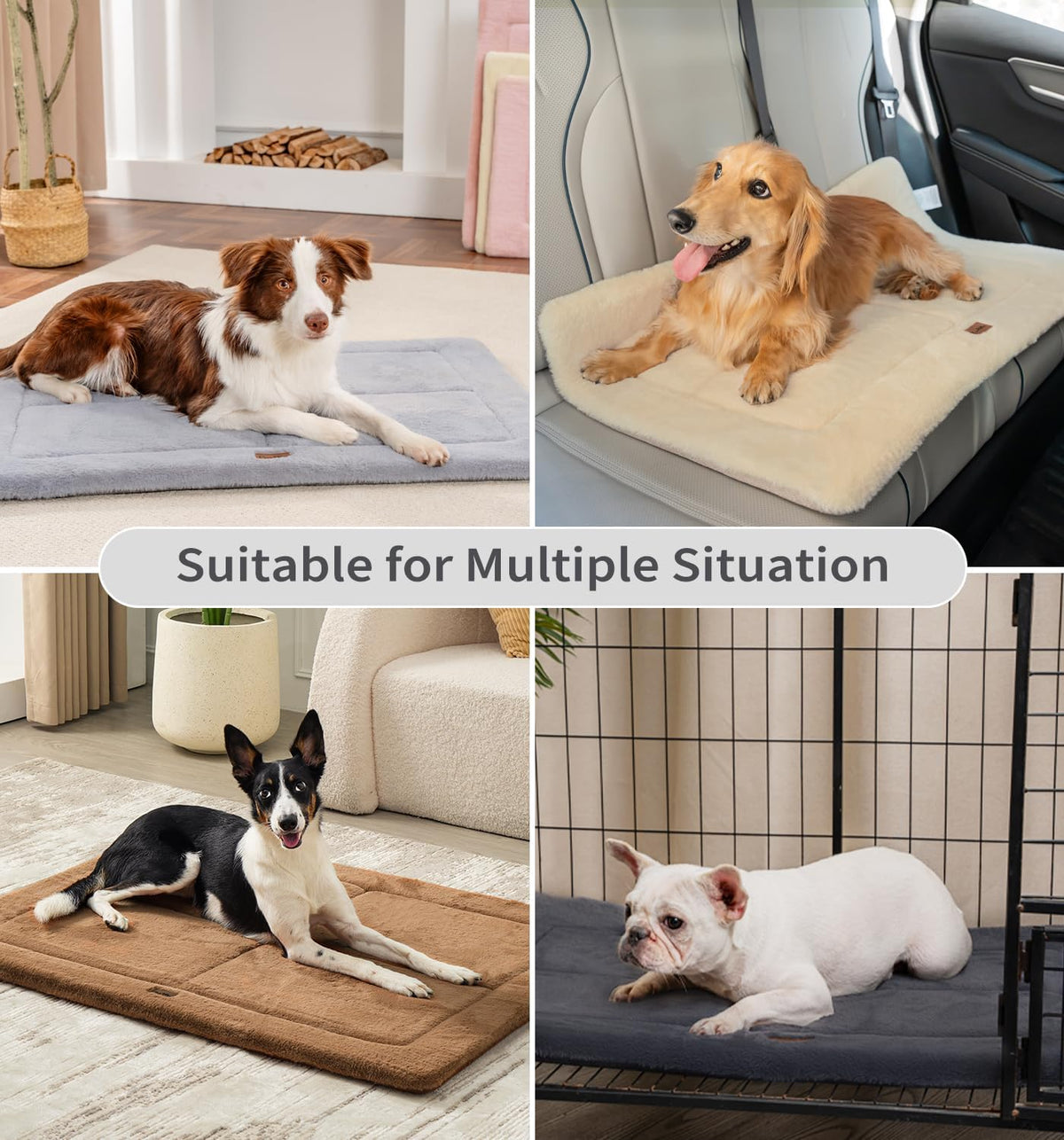 Made4Pets Dog Crate Pad Bed for Small Dogs, Washable & Reversible, Anti-Slip Kennel Mat for Cozy