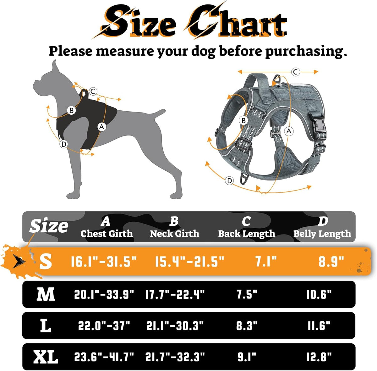 rabbitgoo Dog Harness Small Sized No Pull, Tactical Service Pet Vest with Molle and Control Handle