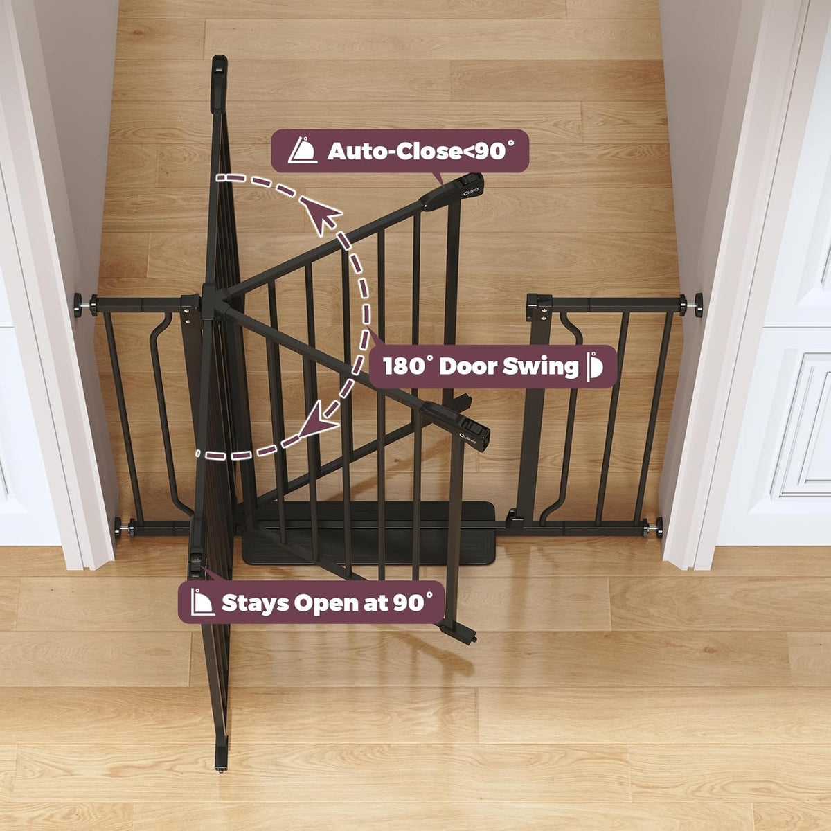 29"-45" Baby Gate for Stairs, Auto Close Stroller Friendly Dog Gate Indoor for Doorways, Pressure