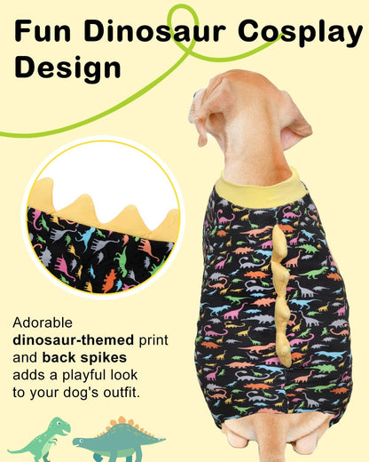CuteBone Dinosaur Costume Dog Pajamas, Stretchy Spandex Crystal Velvet Sleepwear Coat for Small