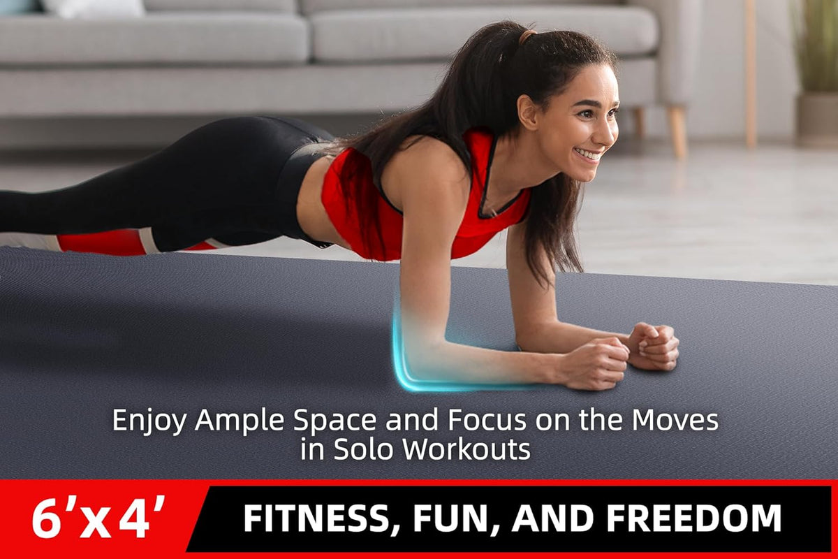 Large Exercise Mat for Home Workout,12‘x6’/10'x6'/9'x6'/8'x6'/7'x5'/6'x4' (7mm) Extra Thick Workout