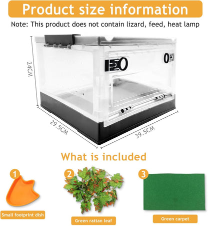 Foldable Reptile Terrariums Kits with Plant, Feeding Bowl, Carpet, Easy to Carry, Easy to Move with