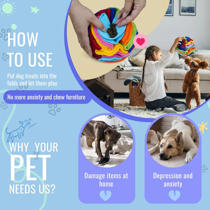 Pet Snuffle Ball, Puzzle Sniffing Interactive Dog Ball for Blind Dogs Training Stress Relief Dog